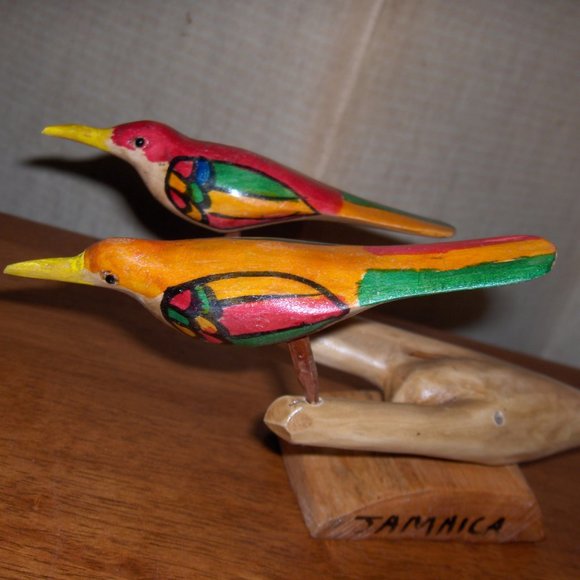 3 Handcrafted Birds with stand, Measure 6" Long - Picture 3 of 10